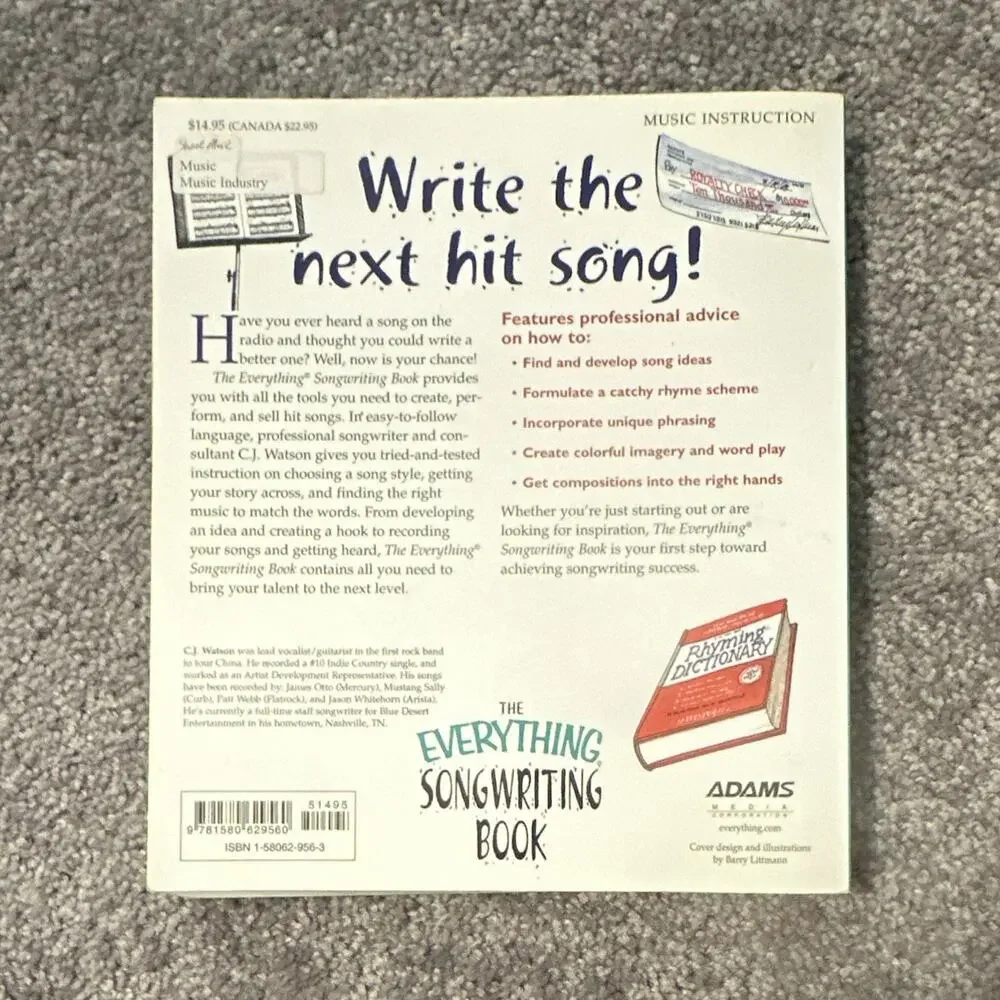 Everything Series The Everything Songwriting Book C.J. Watson PB Music Instr